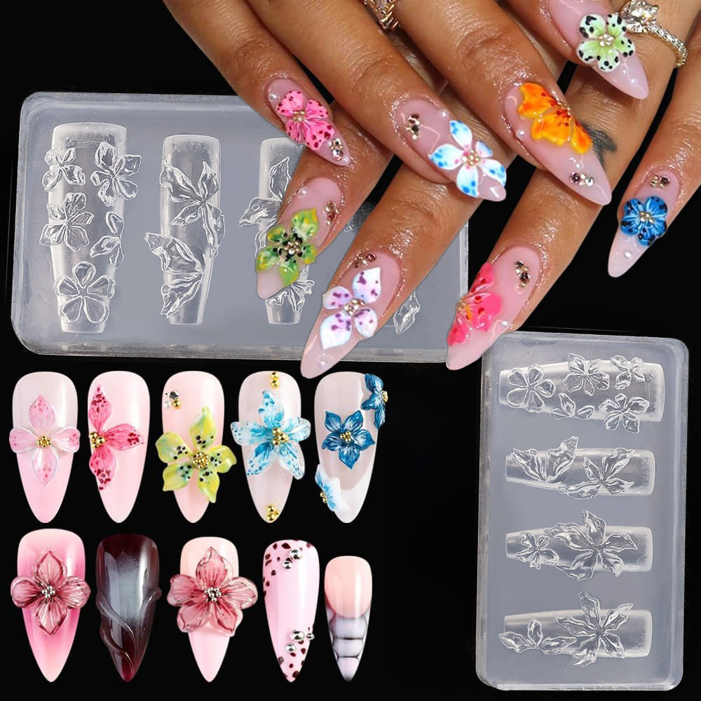 Resin Art Template - 3D Flowers Nail Mold DIY Silicone