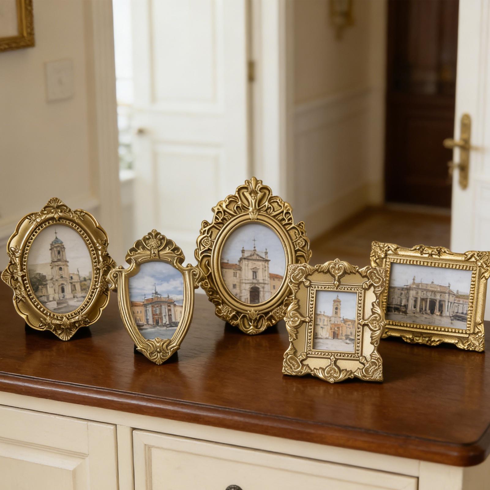 Resin Art Photo Frame - 5Pcs Vintage Mini Picture Frames Elegant