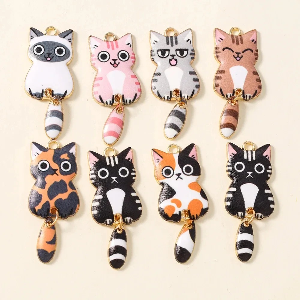 Resin Art Jewellery Kit - 10Pcs 16×39mm Cute Cartoon Cat Resin