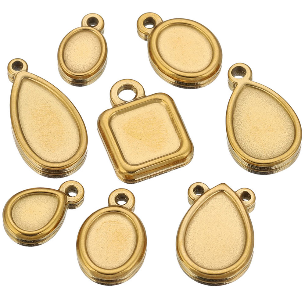 Resin Art Jewellery Kit - 5pcs Stainless Steel Square Drop Round