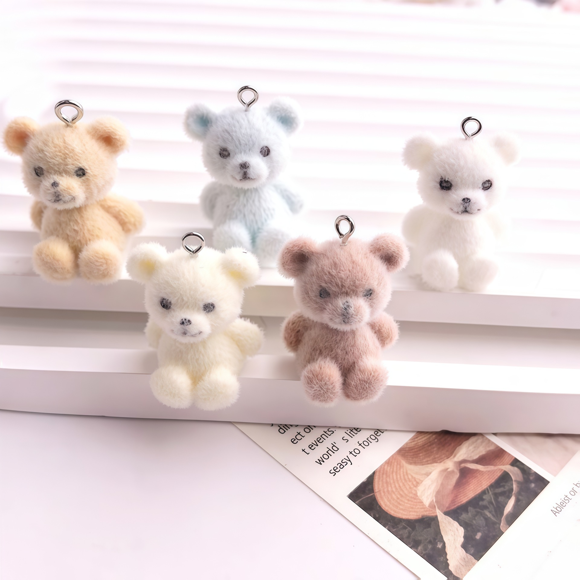 5pcs 3D Flocked Bear Resin Cha - Resin Art Jewellery Kit ulasan dan harga