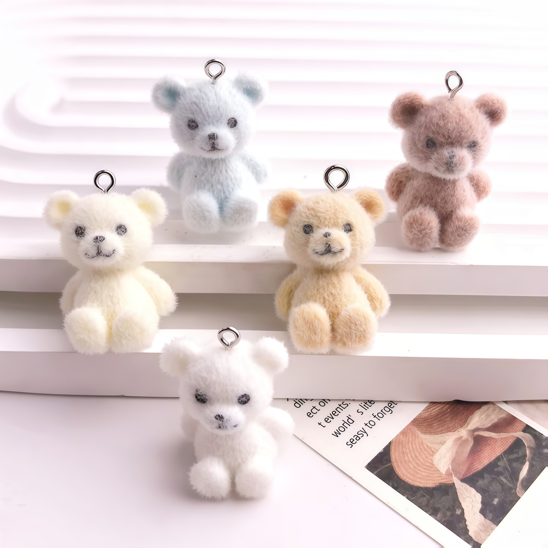 5pcs 3D Flocked Bear Resin Cha - Resin Art Jewellery Kit ulasan dan harga