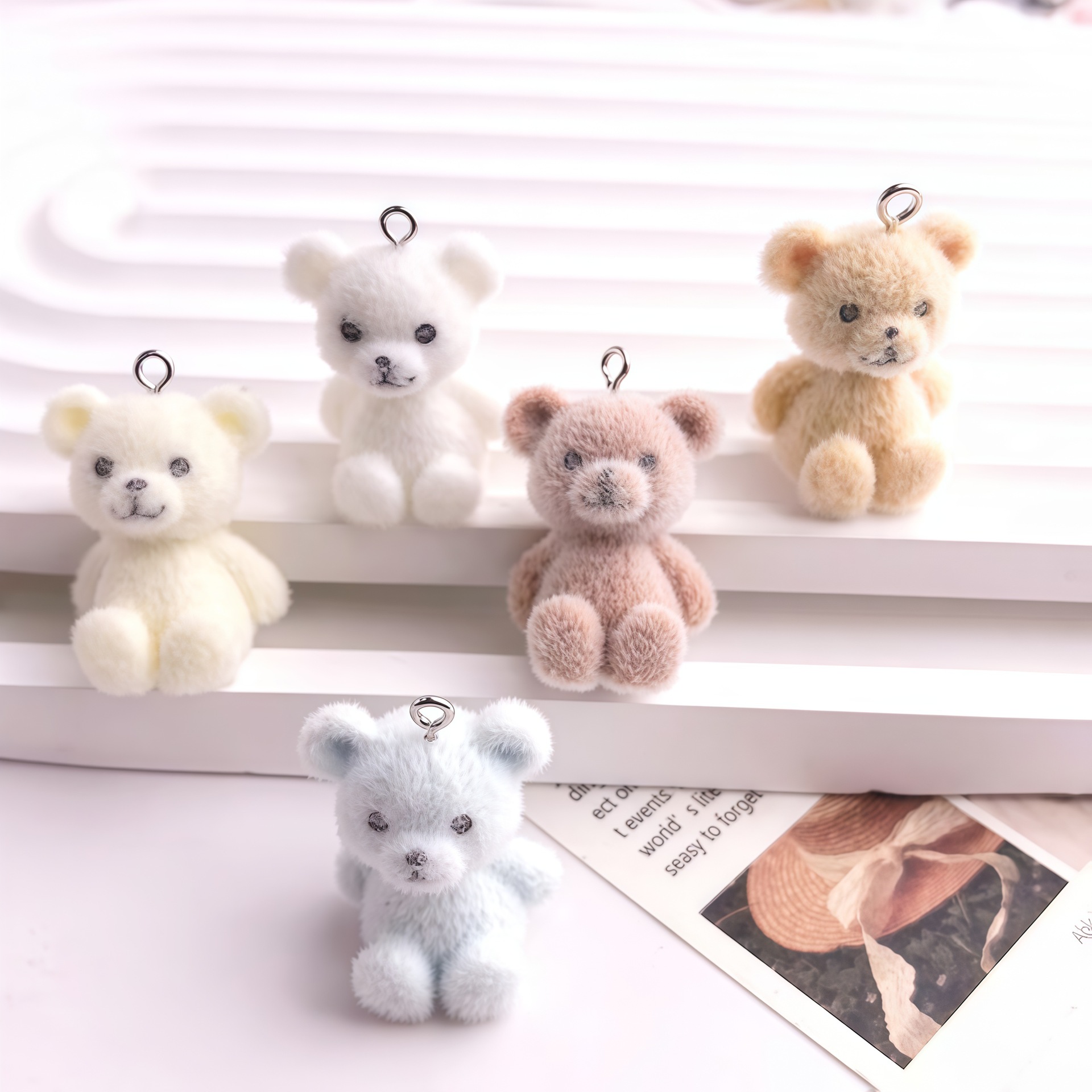 5pcs 3D Flocked Bear Resin Cha - Resin Art Jewellery Kit ulasan dan harga
