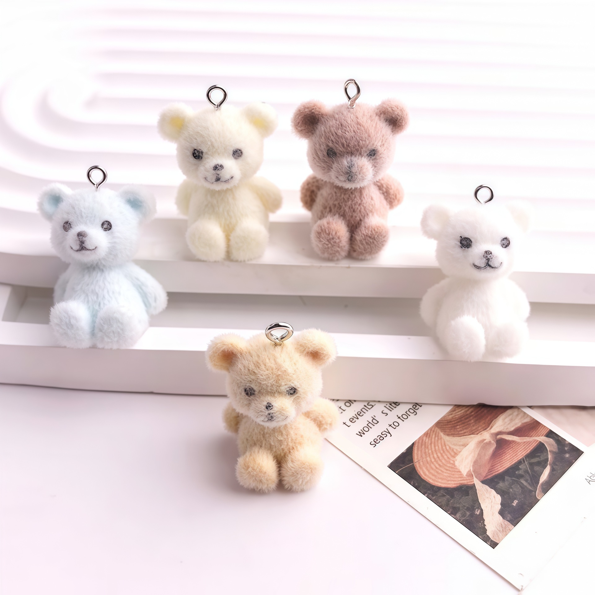 5pcs 3D Flocked Bear Resin Cha - Resin Art Jewellery Kit ulasan dan harga
