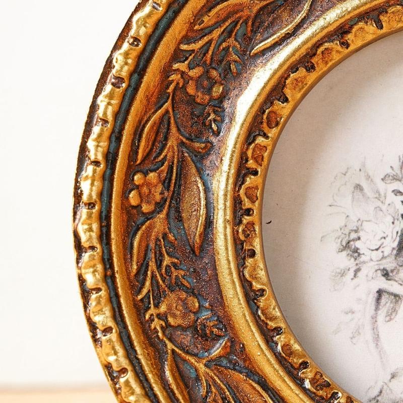 Antique Bronze Gold Round Phot - Resin Art Photo Frame ulasan dan harga