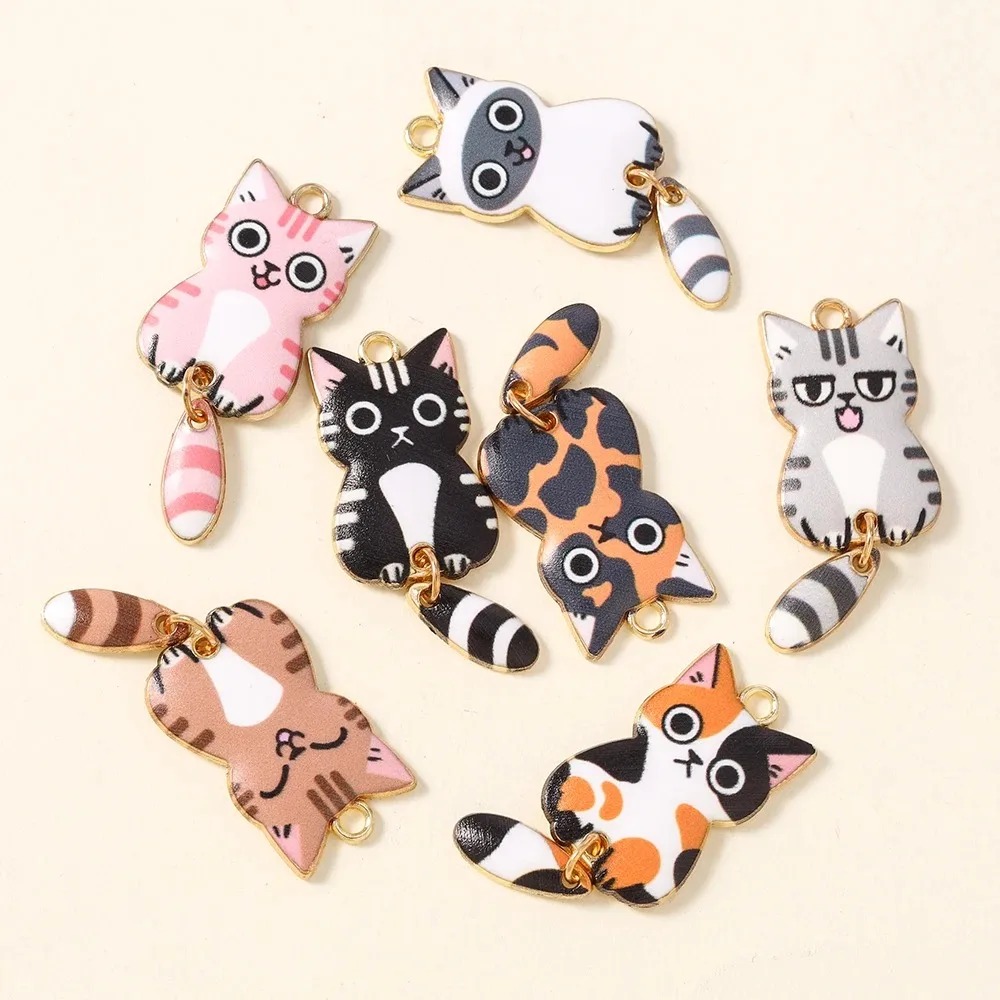 10Pcs 16×39mm Cute Cartoon Cat - Resin Art Jewellery Kit ulasan dan harga