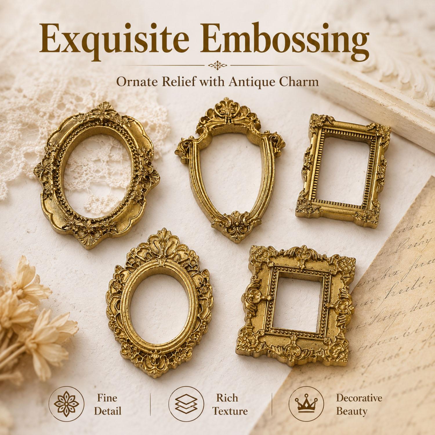 5/20Pcs Vintage Golden Mini Re - Resin Art Photo Frame ulasan dan harga