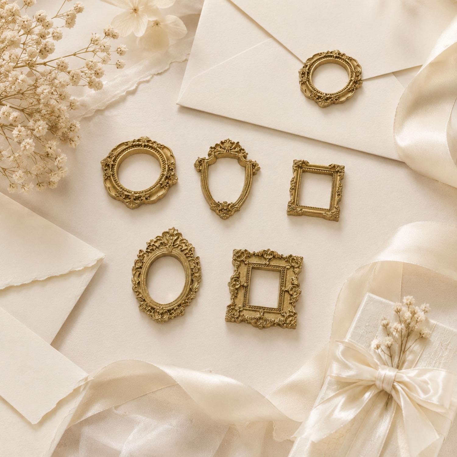 5/20Pcs Vintage Golden Mini Re - Resin Art Photo Frame ulasan dan harga