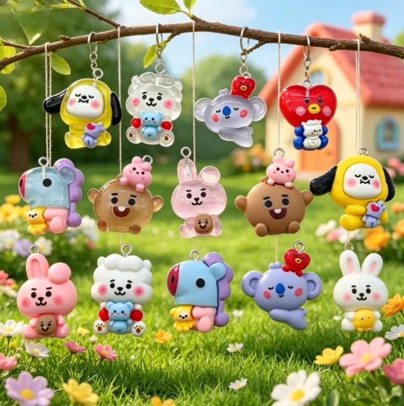 7pcs BT21 Resin Cartoon Charm  - Resin Art Jewellery Kit ulasan dan harga