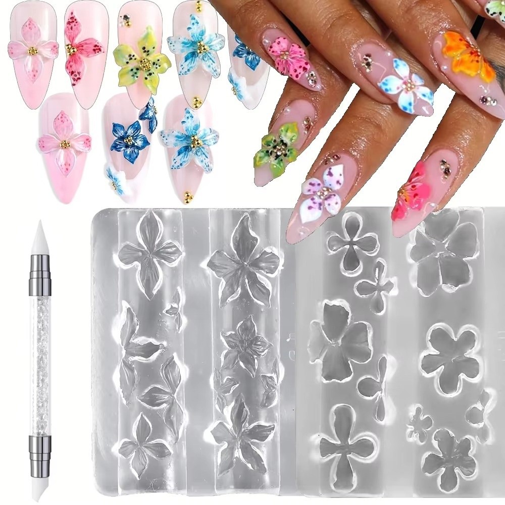 New 3Pcs/Set 3D Nail Mold Carv - Resin Art Template ulasan dan harga
