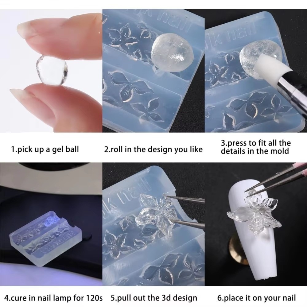 New 3Pcs/Set 3D Nail Mold Carv - Resin Art Template ulasan dan harga