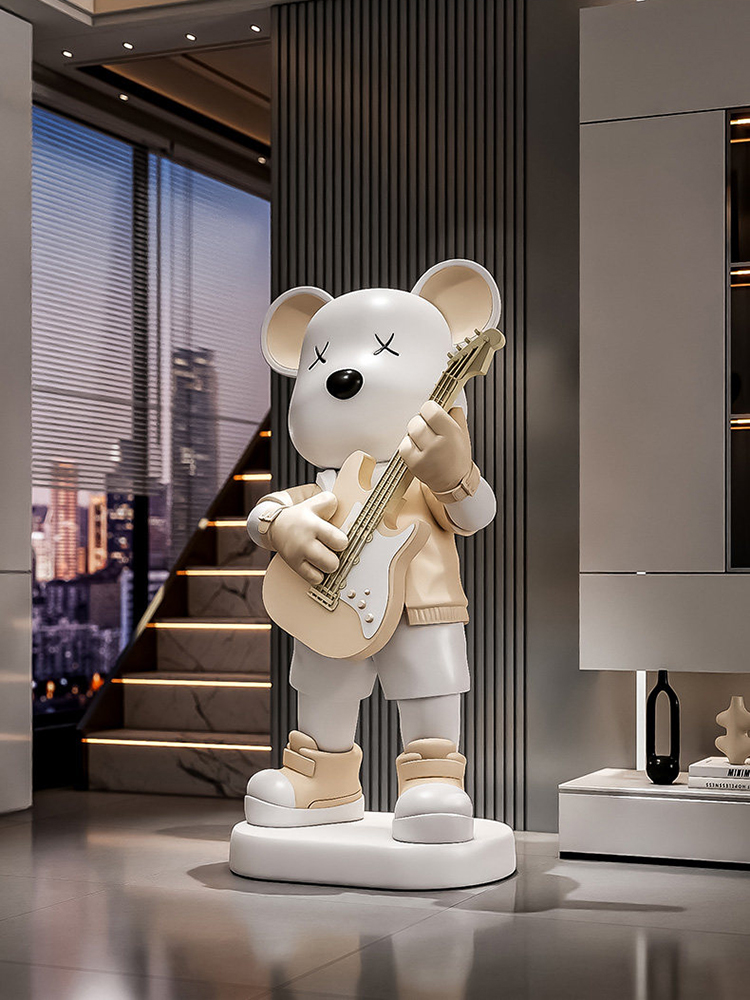 Guitar Love Bear Statue Piggy  - Resin Art In Floor ulasan dan harga
