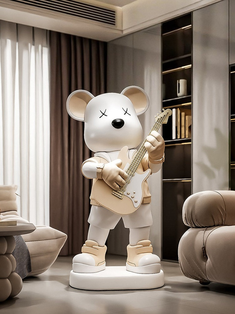Guitar Love Bear Statue Piggy  - Resin Art In Floor ulasan dan harga