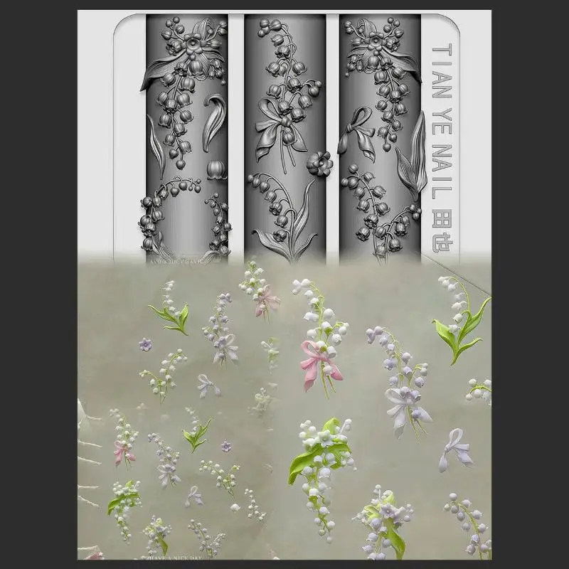 Flowers Series 3D Curved Nail  - Resin Art Template ulasan dan harga
